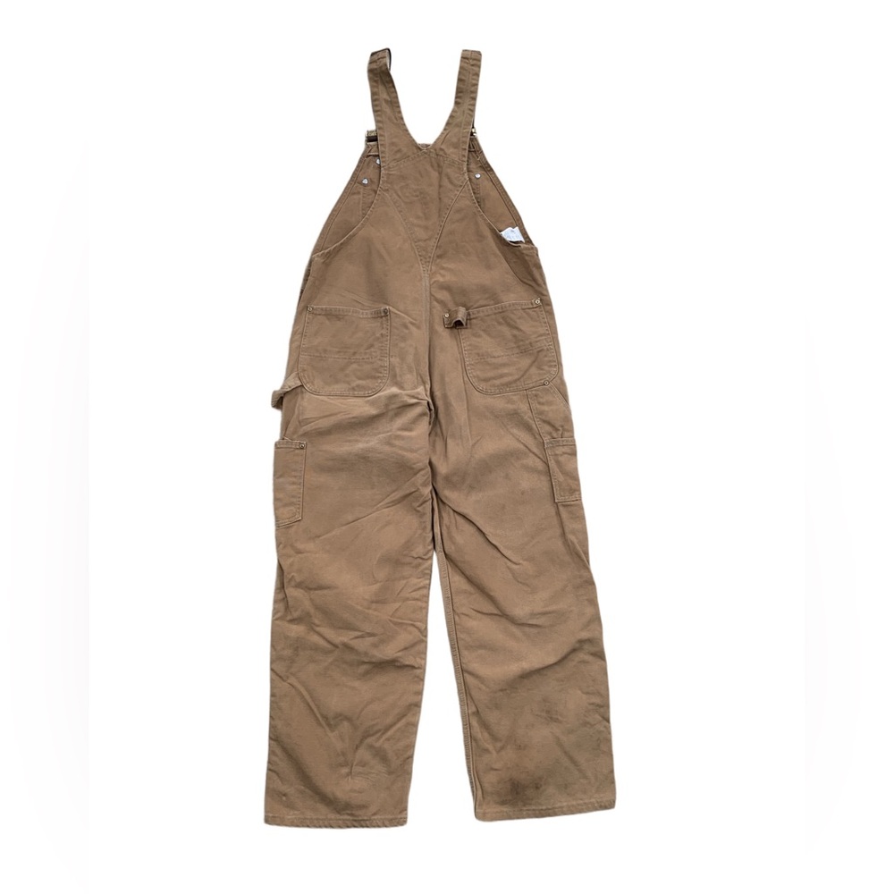 Vintage Carhartt 38x30 Double Knee Overalls Tan Duck Canvas USA Union Made 6FB - Picture 2 of 14